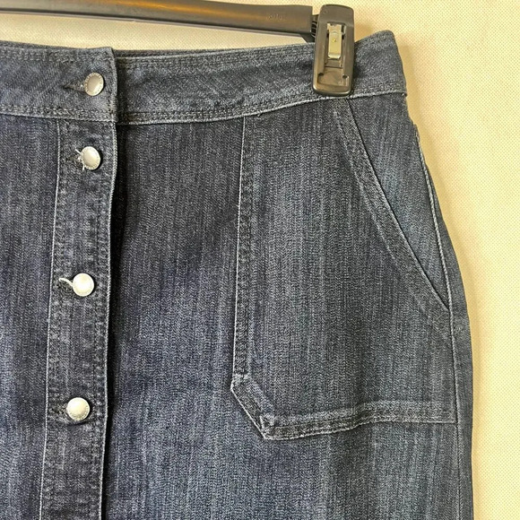 Liz Claiborne Midi Denim Skirt Button Front Dark Wash Size 8 - Picture 3 of 8